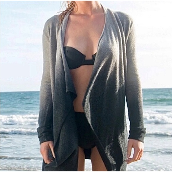 Barefoot Dreams Ombré cozy chic lite drape front calypso wrap open cardigan -S/M - Picture 2 of 8